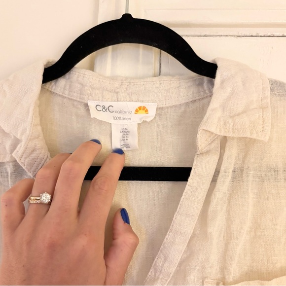 C&C California Cream Linen Shirt - Picture 2 of 4
